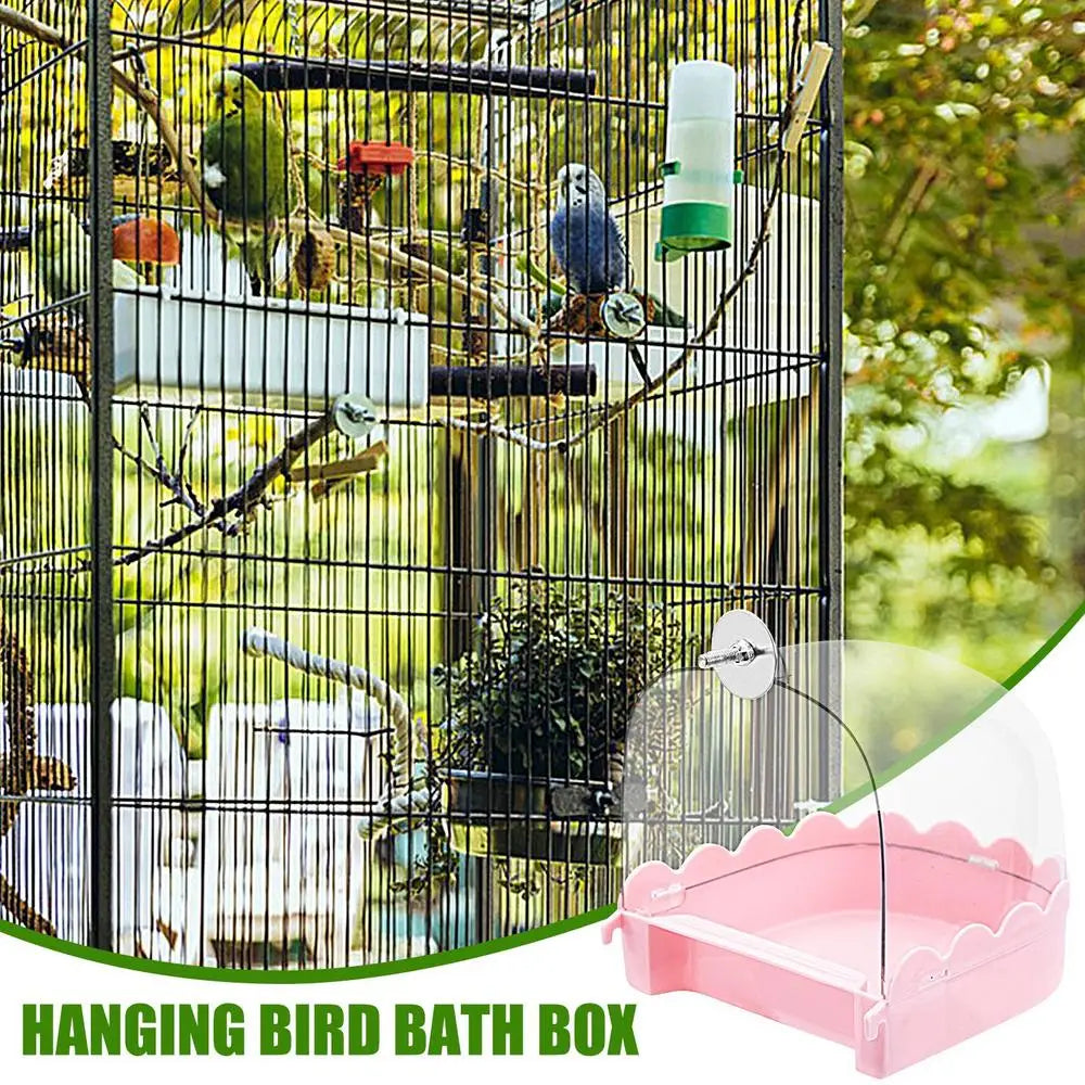 Cockatiel Bird Bath Bird Bath Bowl Multifunction Cleaning Pet Bird Cage Accessories Clear Bathtub For Birds Pet Hanging Feeder