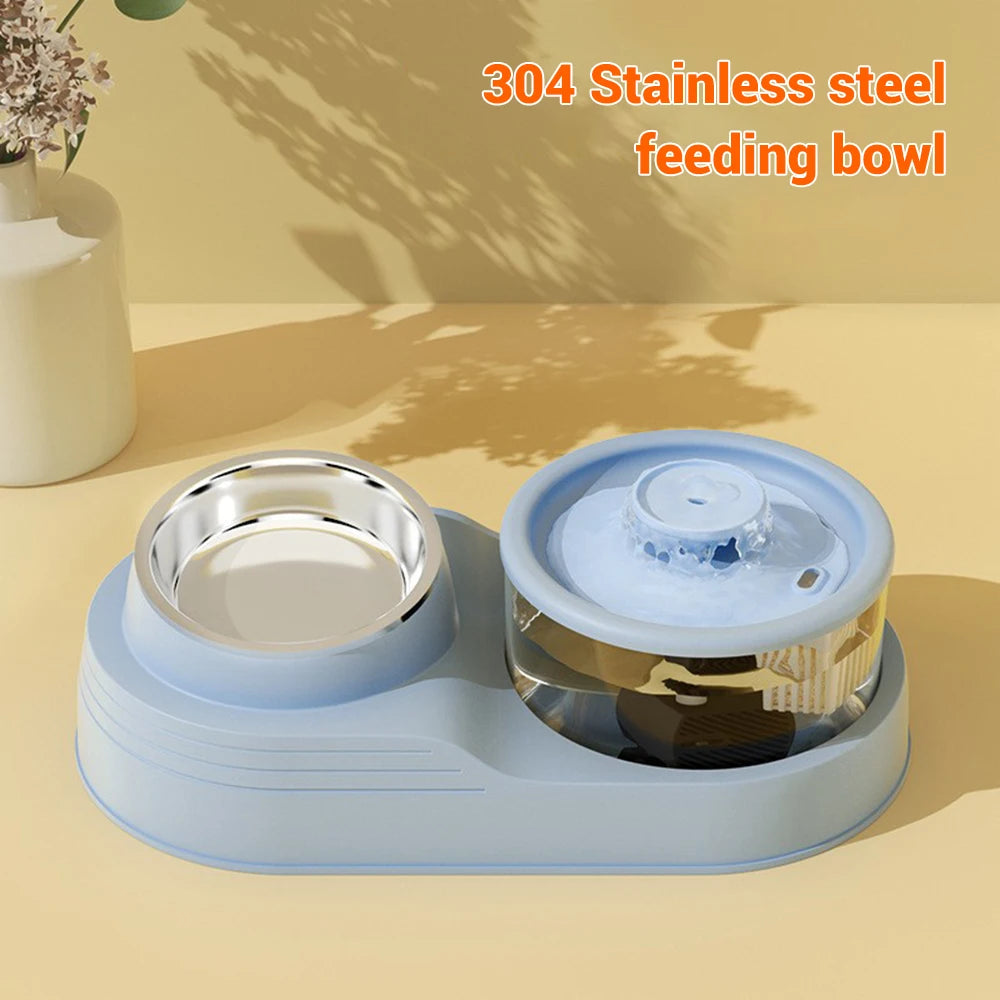 Cat Water Fountain Auto Recirculate Pet Dog Cat Food Bowl Automatic Feeder Drinking Raised Stand Dish Bowls Cats Water Dispenser