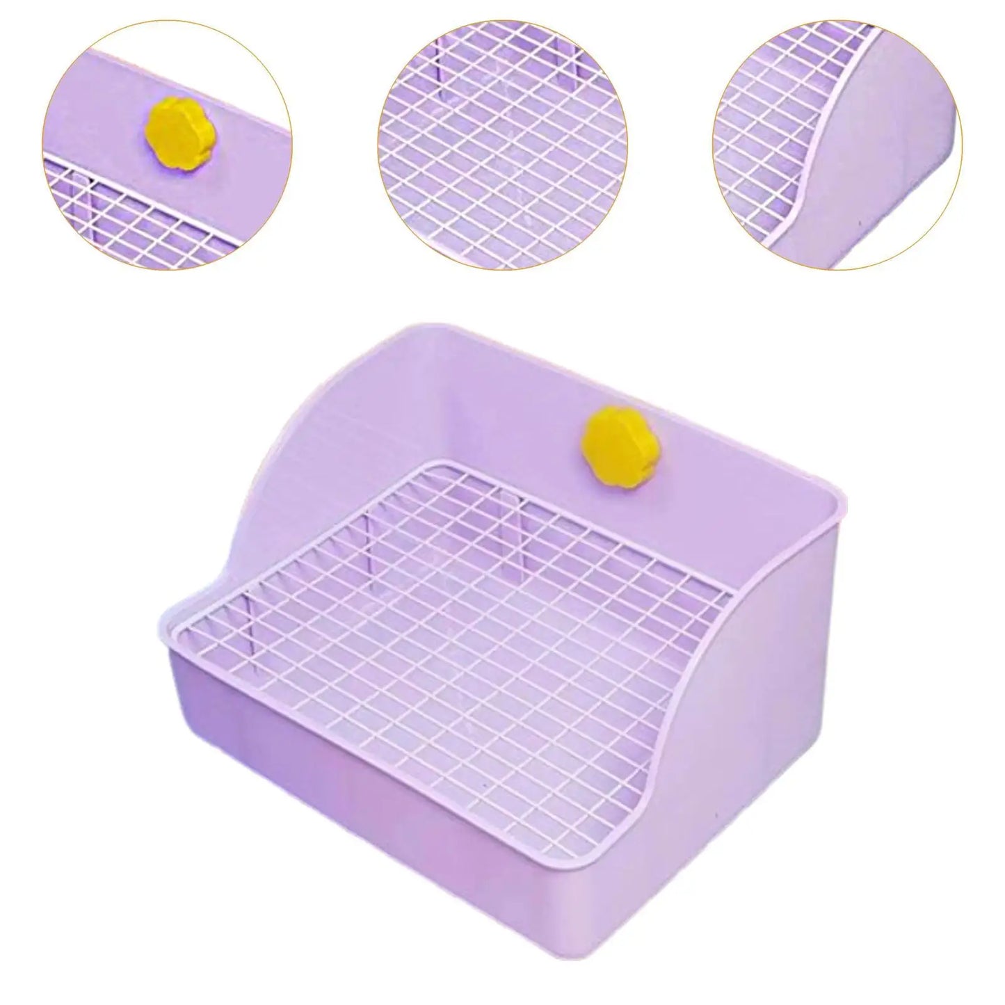 Bunny Litter Pan Pet Pan Rabbits Corner Litter Bedding Cage Toilet with Grate for Bunny Rats Small Animals Hamster Chinchillas