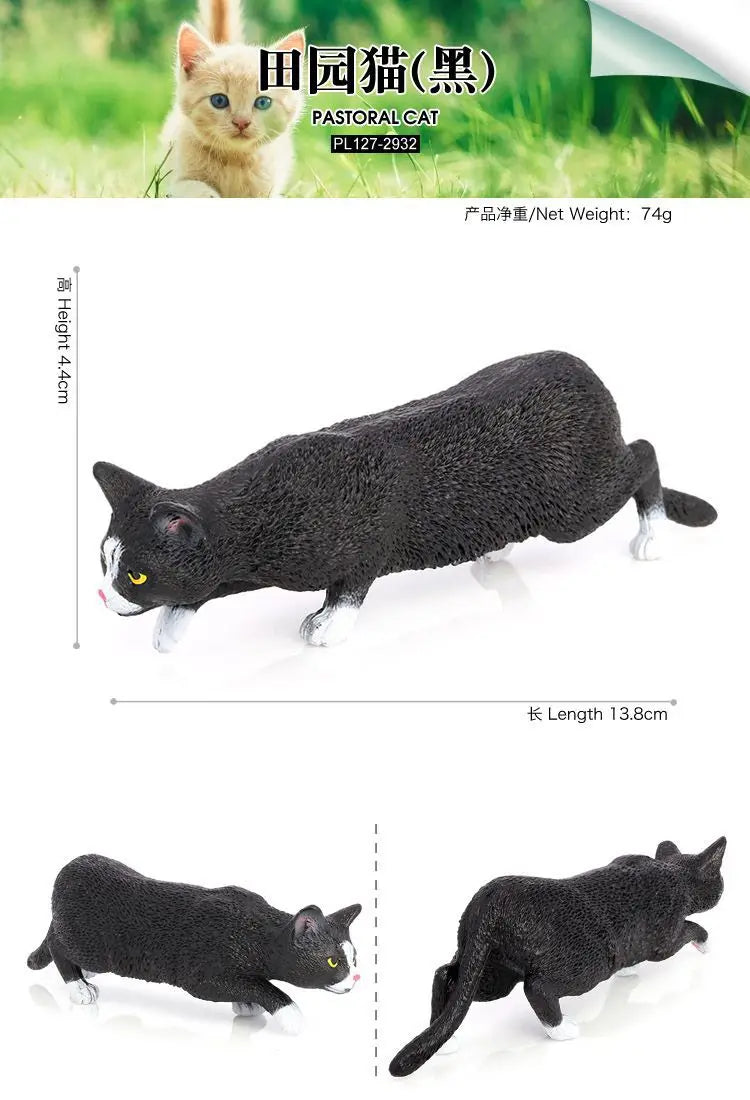 Children's cognitive simulation cat model Chinese pastoral ornament three-color flower cat cute pet animal toy