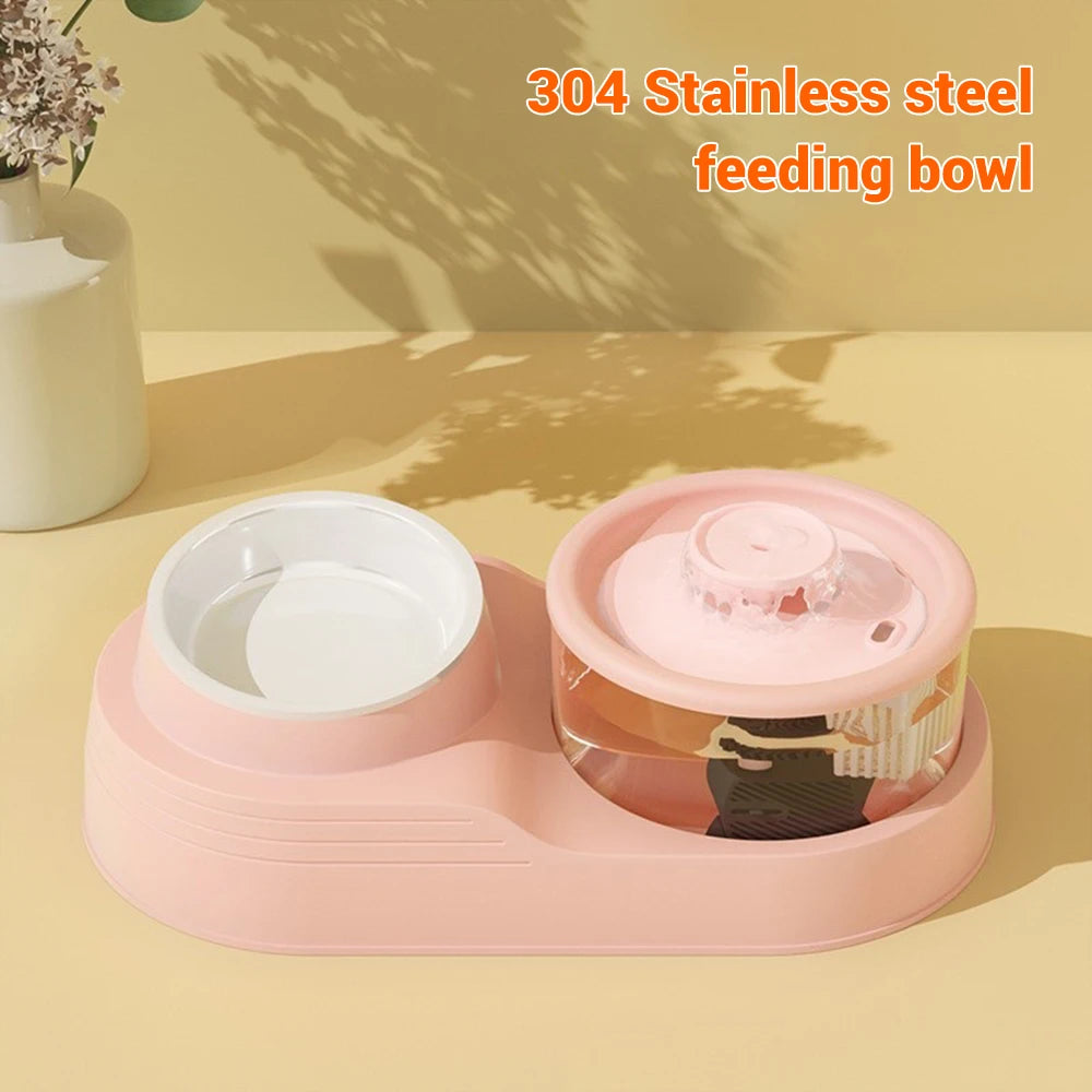 Cat Water Fountain Auto Recirculate Pet Dog Cat Food Bowl Automatic Feeder Drinking Raised Stand Dish Bowls Cats Water Dispenser
