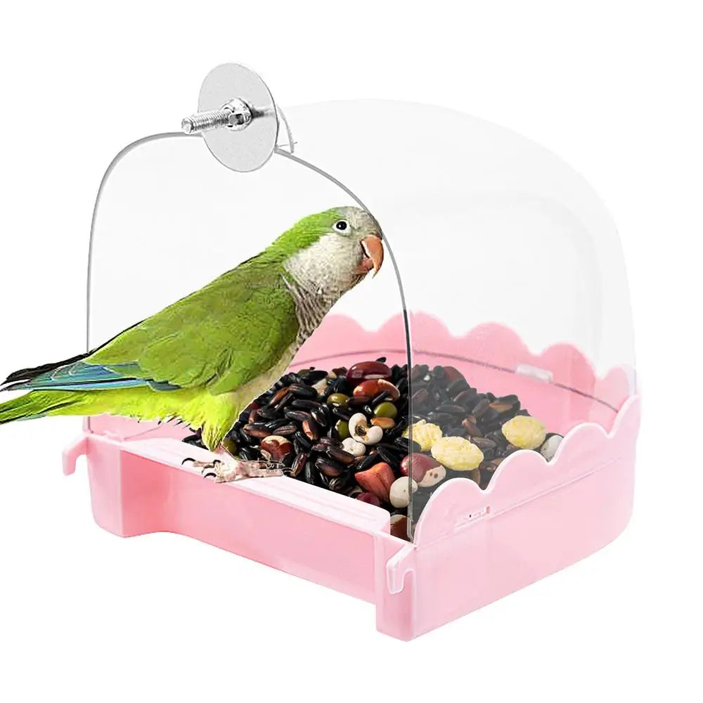 Cockatiel Bird Bath Bird Bath Bowl Multifunction Cleaning Pet Bird Cage Accessories Clear Bathtub For Birds Pet Hanging Feeder