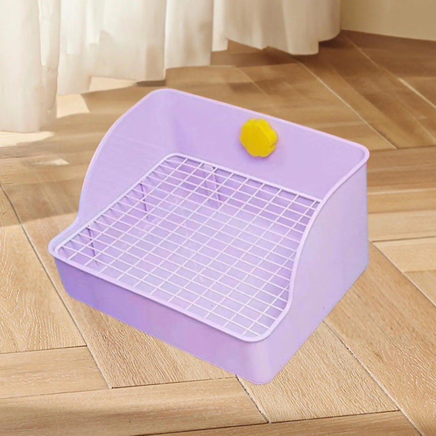 Bunny Litter Pan Pet Pan Rabbits Corner Litter Bedding Cage Toilet with Grate for Bunny Rats Small Animals Hamster Chinchillas