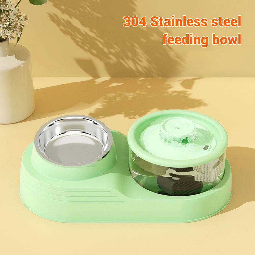Cat Water Fountain Auto Recirculate Pet Dog Cat Food Bowl Automatic Feeder Drinking Raised Stand Dish Bowls Cats Water Dispenser