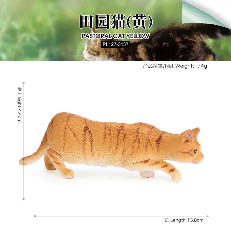 Children's cognitive simulation cat model Chinese pastoral ornament three-color flower cat cute pet animal toy