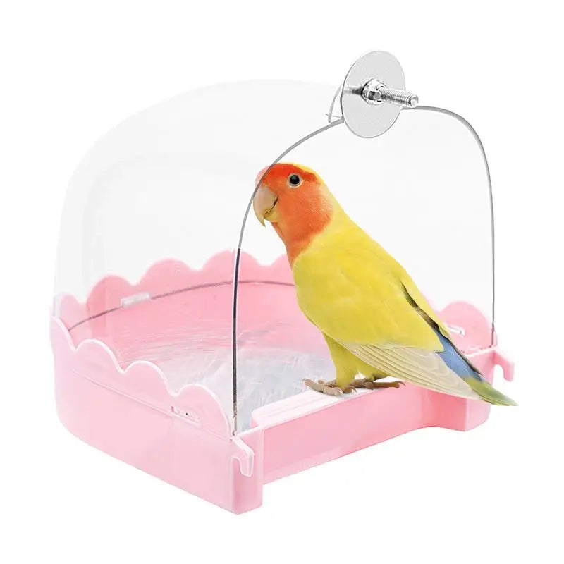 Cockatiel Bird Bath Bird Bath Bowl Multifunction Cleaning Pet Bird Cage Accessories Clear Bathtub For Birds Pet Hanging Feeder