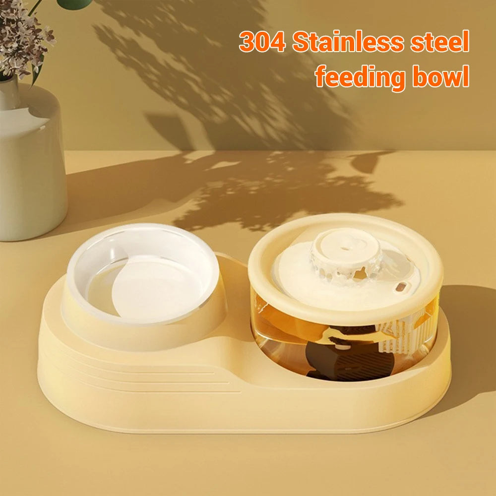 Cat Water Fountain Auto Recirculate Pet Dog Cat Food Bowl Automatic Feeder Drinking Raised Stand Dish Bowls Cats Water Dispenser
