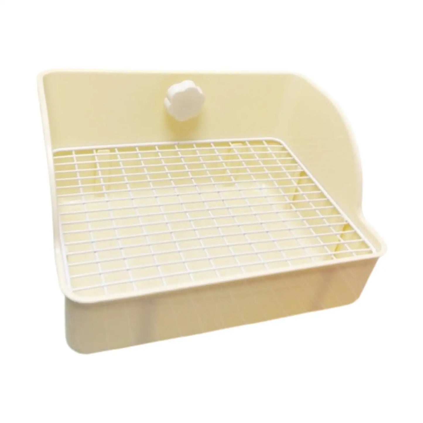 Bunny Litter Pan Pet Pan Rabbits Corner Litter Bedding Cage Toilet with Grate for Bunny Rats Small Animals Hamster Chinchillas