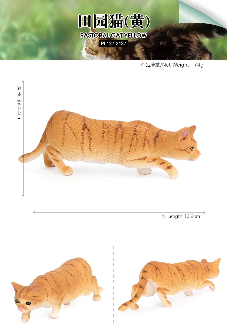 Children's cognitive simulation cat model Chinese pastoral ornament three-color flower cat cute pet animal toy