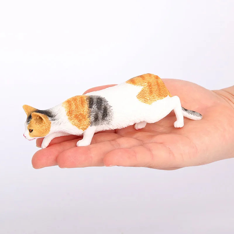 Children's cognitive simulation cat model Chinese pastoral ornament three-color flower cat cute pet animal toy