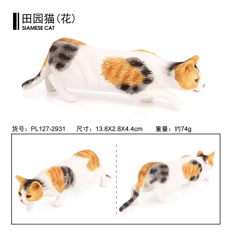 Children's cognitive simulation cat model Chinese pastoral ornament three-color flower cat cute pet animal toy