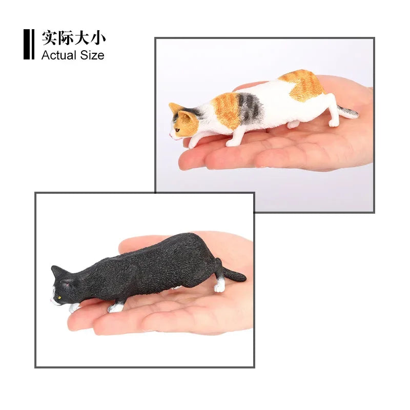 Children's cognitive simulation cat model Chinese pastoral ornament three-color flower cat cute pet animal toy