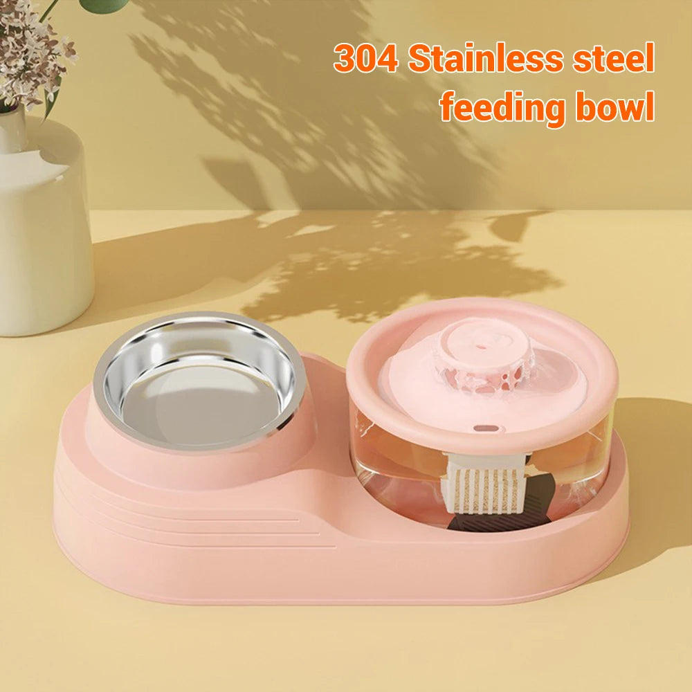 Cat Water Fountain Auto Recirculate Pet Dog Cat Food Bowl Automatic Feeder Drinking Raised Stand Dish Bowls Cats Water Dispenser