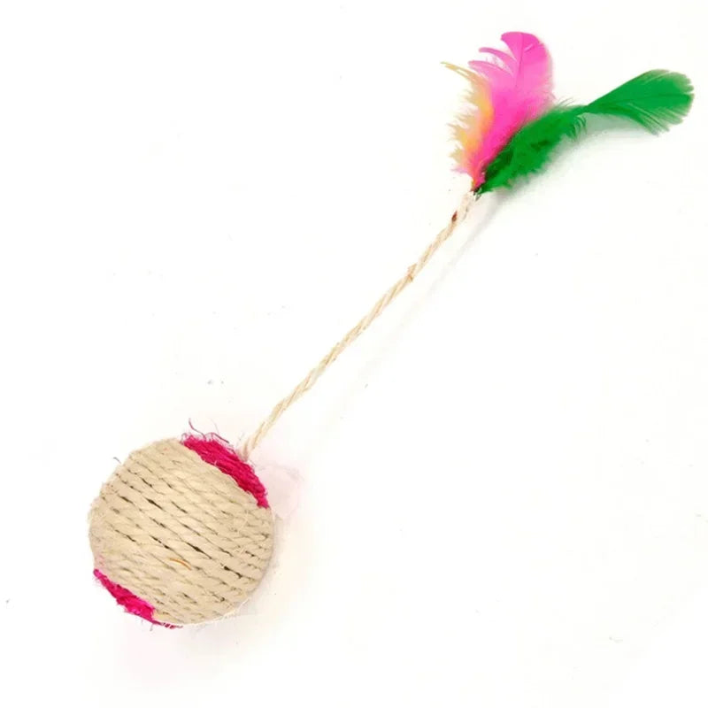 Sisal Scratching Ball for Cat, Training Interactive Toy for Kitten, Pet Supplies, Funny Play, Feather Toy Accessories