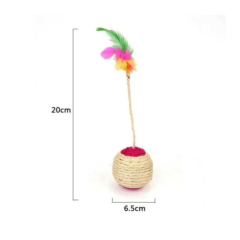 Sisal Scratching Ball for Cat, Training Interactive Toy for Kitten, Pet Supplies, Funny Play, Feather Toy Accessories