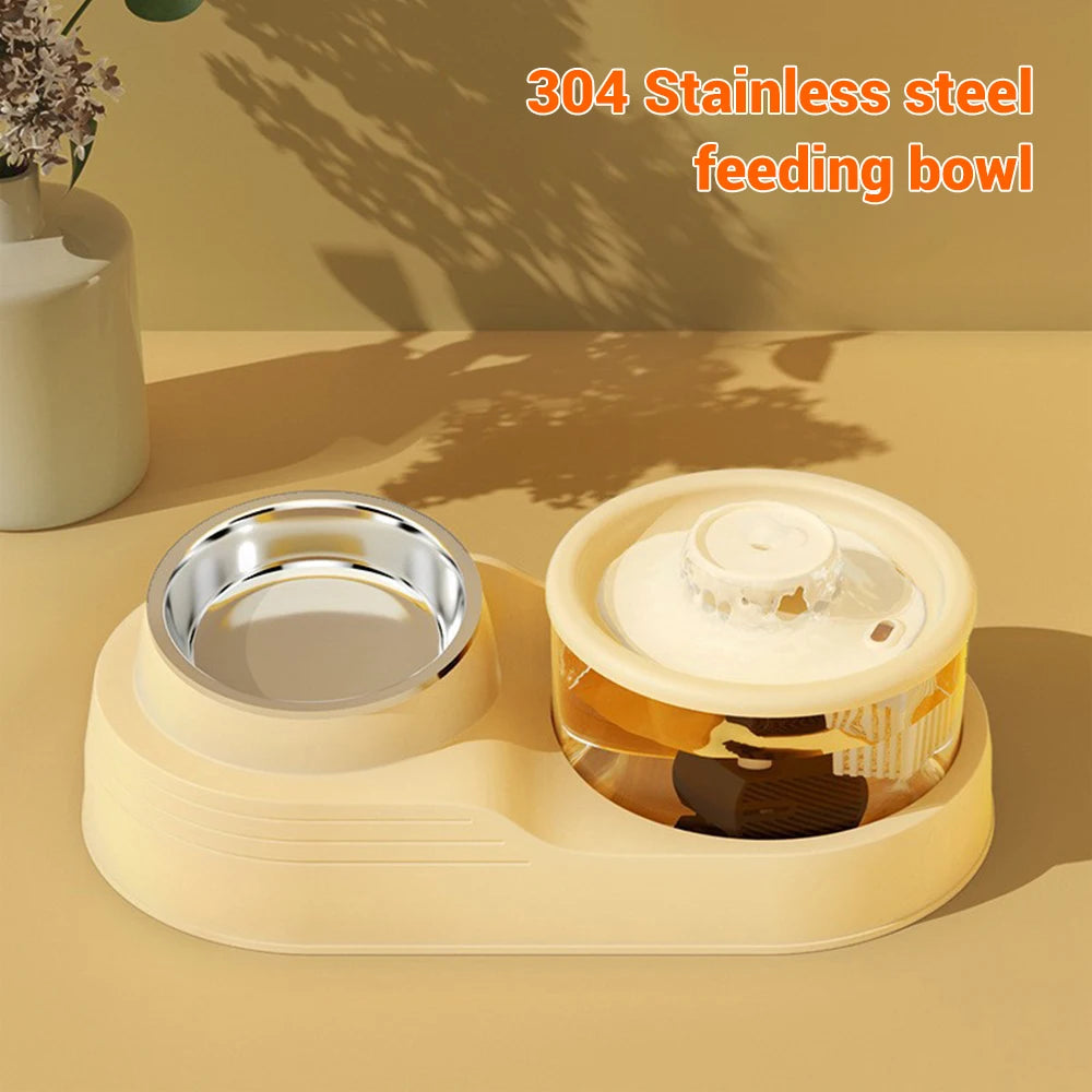 Cat Water Fountain Auto Recirculate Pet Dog Cat Food Bowl Automatic Feeder Drinking Raised Stand Dish Bowls Cats Water Dispenser
