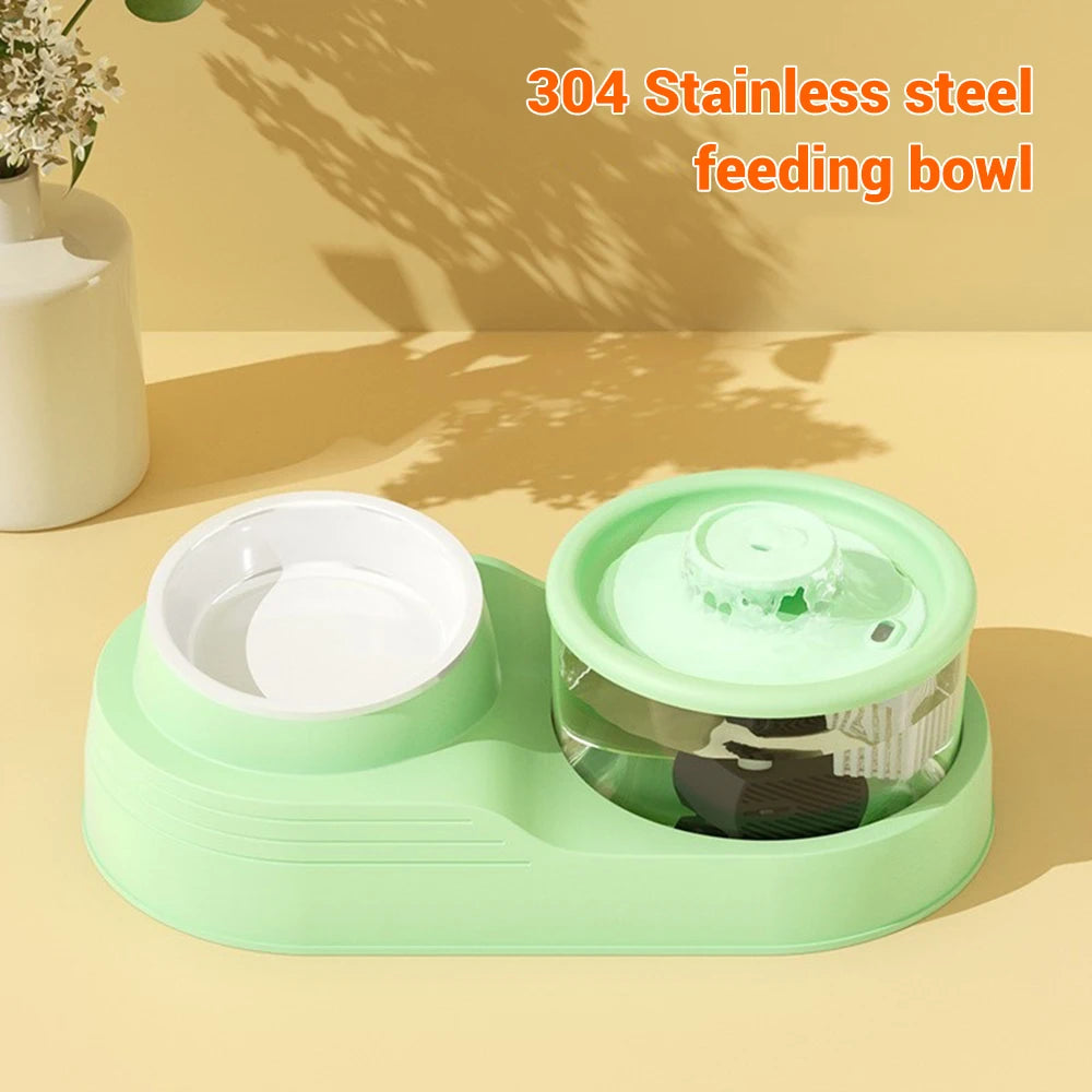 Cat Water Fountain Auto Recirculate Pet Dog Cat Food Bowl Automatic Feeder Drinking Raised Stand Dish Bowls Cats Water Dispenser