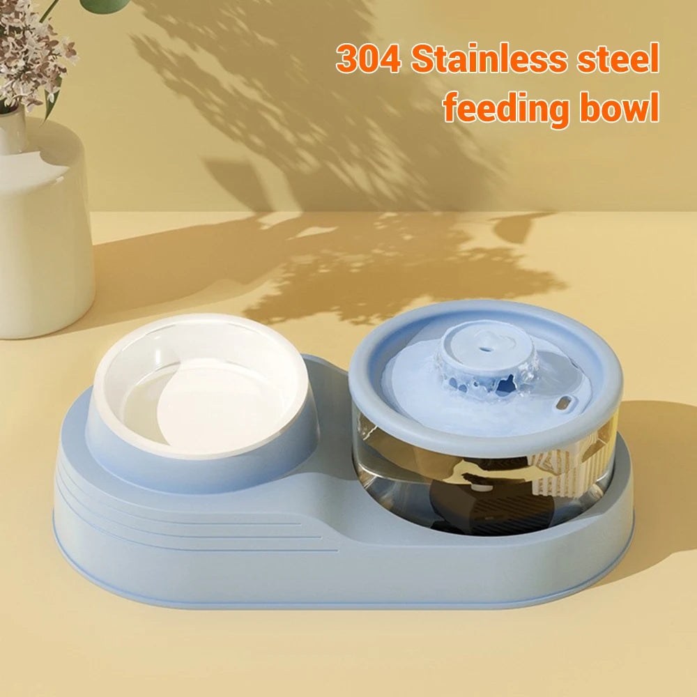 Cat Water Fountain Auto Recirculate Pet Dog Cat Food Bowl Automatic Feeder Drinking Raised Stand Dish Bowls Cats Water Dispenser