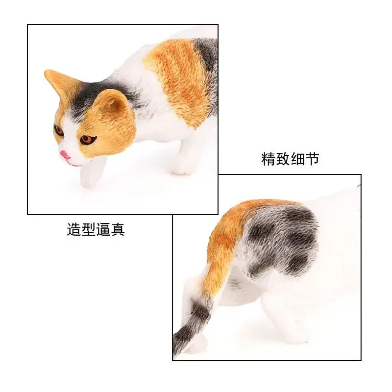 Children's cognitive simulation cat model Chinese pastoral ornament three-color flower cat cute pet animal toy