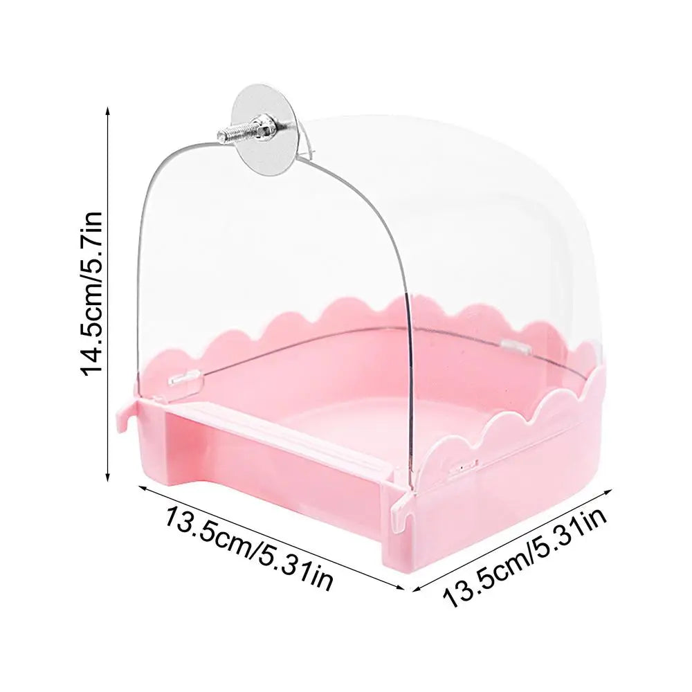 Cockatiel Bird Bath Bird Bath Bowl Multifunction Cleaning Pet Bird Cage Accessories Clear Bathtub For Birds Pet Hanging Feeder