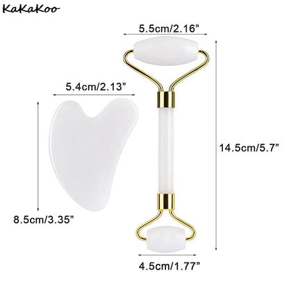 Face Massage Jade Roller Rose Quartz Natural Stone Gua Sha Slimmer Lift Wrinkle Double Chin Remover Beauty Care Slimming Tools