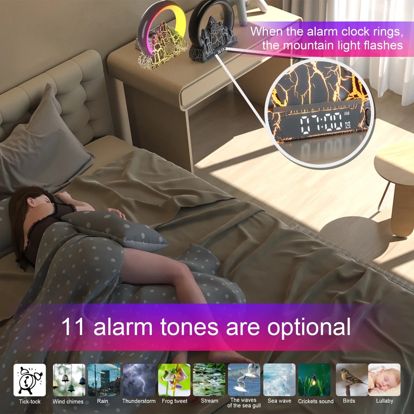 MagmaDock RGB : Station de charge et enceinte zen connectée au design naturel.