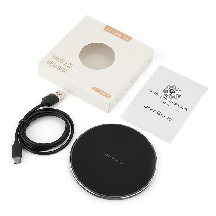 15W Wireless Charging Station Dock USB C Micro USB Port Quick Charging Logo Custom Wireless Charger