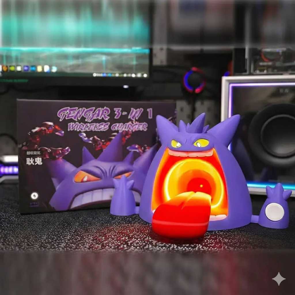 Pokémon Gengar 3-en-1 à recharge sans fil