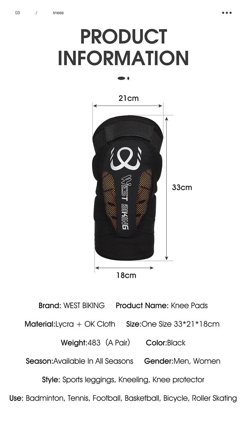 WEST BIKING Cycling Knee Pads Compression Knee Support Sleeve Outdoor Sports Protector Bicycle Basketball Run Fitness Equipment