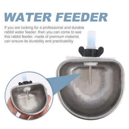 2Sets Rabbit Water Fountain Hamster Bunny Rabbit Cage Hanging Water Bowl Pet Cage Water Feeder Stainless Steel Feeding Bowls
