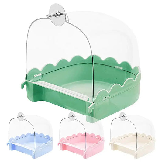 Cockatiel Bird Bath Bird Bath Bowl Multifunction Cleaning Pet Bird Cage Accessories Clear Bathtub For Birds Pet Hanging Feeder