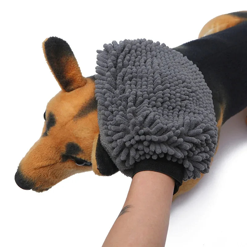 Pet Grooming Glove Quick Drying Dogs Paw Towel Chenille Microfiber Double Sided Dogs Grooming Mitt for Large Medium Small Dogs