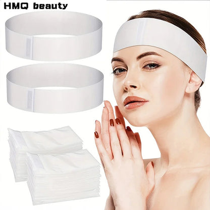 100/50/10pcs Disposable Facial Headbands Spa Stretch Non Woven Facial Hair Band Skin Care for Women Makeup Esthetician Supplies