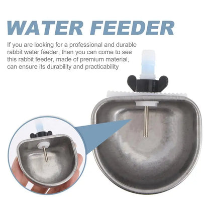 2Sets Rabbit Water Fountain Hamster Bunny Rabbit Cage Hanging Water Bowl Pet Cage Water Feeder Stainless Steel Feeding Bowls