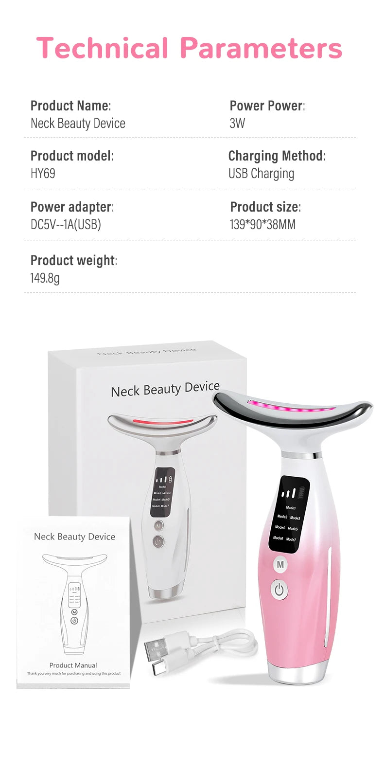 Beauty Neck Instrument Facial Massage Instrument Home Beauty Introduction Instrument Portable Multi-Functional Neck Massage Tool