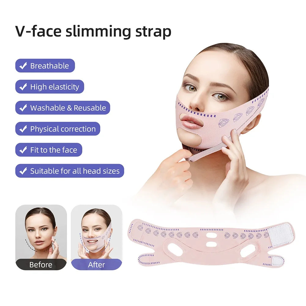 Reusable Face Slimming Bandage V Line Face Shaper Women Chin Cheek Lift Up Belt Facial Massage Strap Face Skin Care Beauty Tools