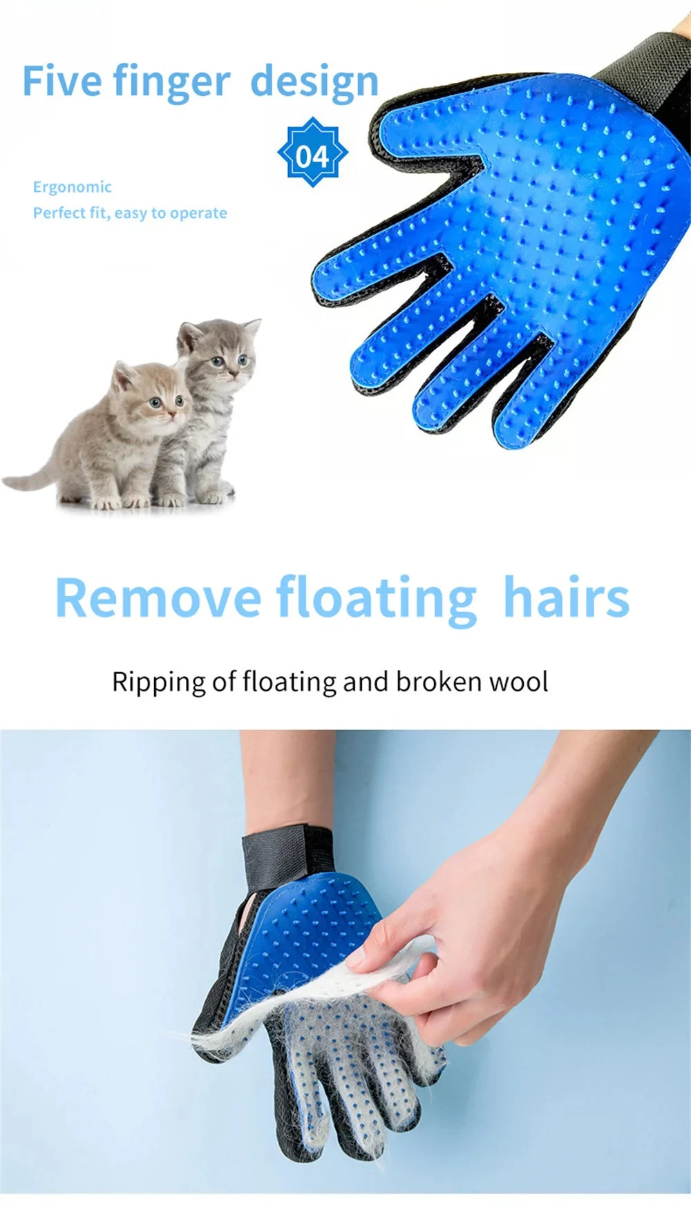 1pc Pet Cat and Dog Grooming Cleaning Brush Gloves, Depilatory Gloves, Animal Bathing, Dog Comb Effective Removal Back Massage