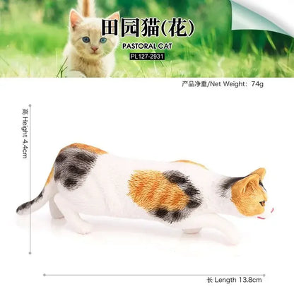 Children's cognitive simulation cat model Chinese pastoral ornament three-color flower cat cute pet animal toy