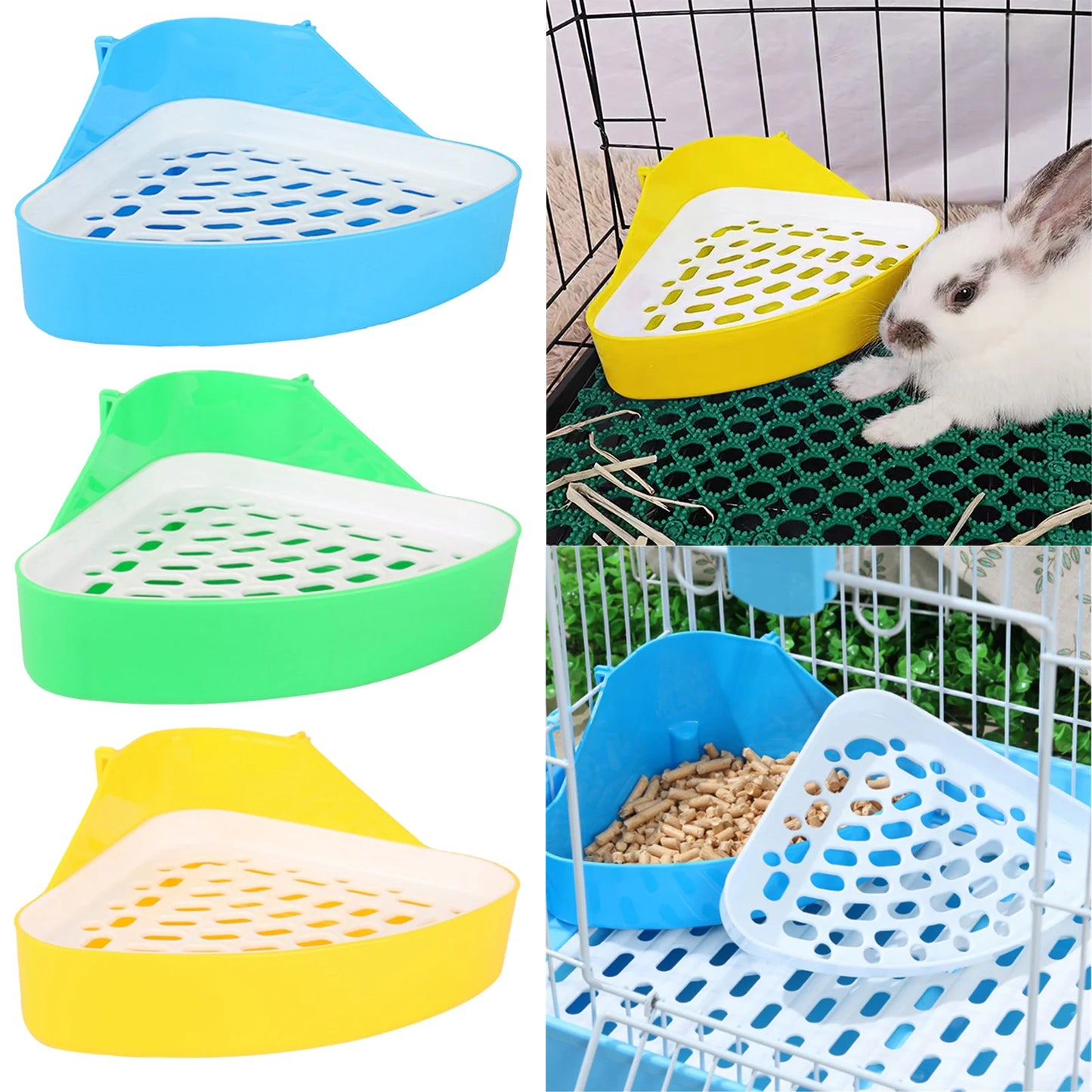 Bunny Litter Box Pet Toilet Triangle Potty Trainer Corner Litter Bedding Box For Rabbit Bunny Guinea Pig Ferrets Chinchilla