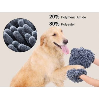 Pet Grooming Glove Quick Drying Dogs Paw Towel Chenille Microfiber Double Sided Dogs Grooming Mitt for Large Medium Small Dogs