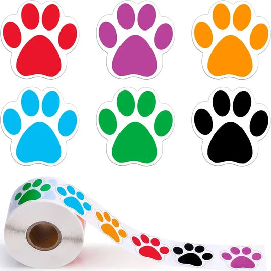 Pet stickers 500pcs / roll cat and dog footprints label animal modeling wall decals children toy stickers