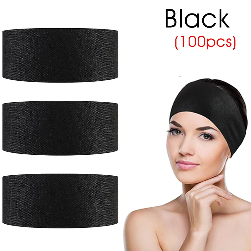 100/50/10pcs Disposable Facial Headbands Spa Stretch Non Woven Facial Hair Band Skin Care for Women Makeup Esthetician Supplies