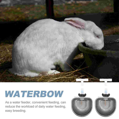 2Sets Rabbit Water Fountain Hamster Bunny Rabbit Cage Hanging Water Bowl Pet Cage Water Feeder Stainless Steel Feeding Bowls