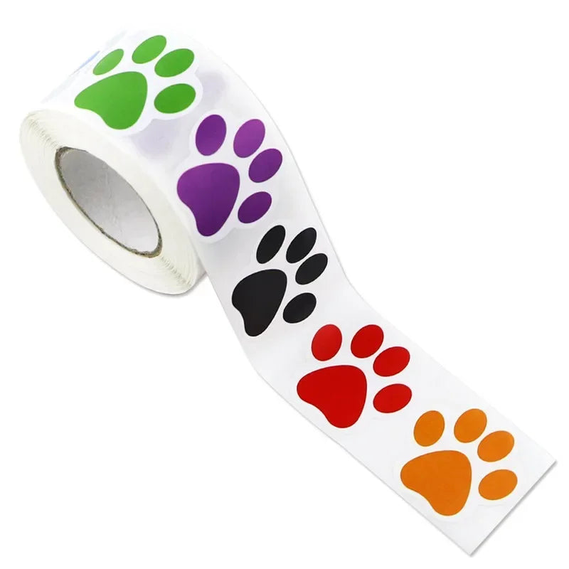 Pet stickers 500pcs / roll cat and dog footprints label animal modeling wall decals children toy stickers